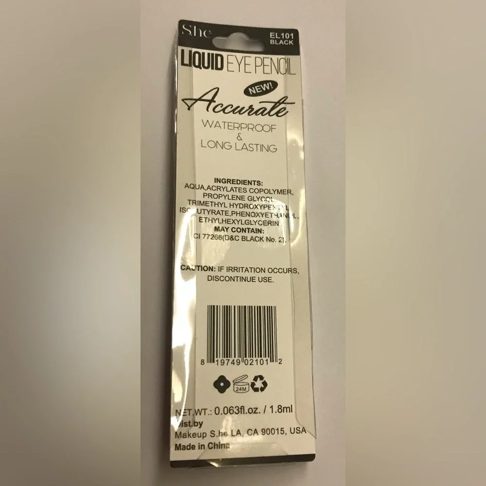 New SHE Liquid Eye Pencil Black El 101 Accentuate Waterproof Long Lasting